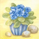 Serviette Blumen blau in Blumentopf, Rarität